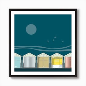 Beach Huts Blue Poster