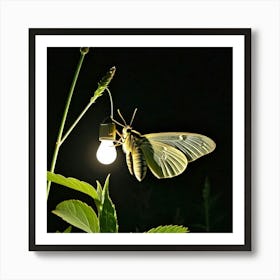 Butterfly With Light Bulb Art Print