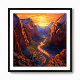 Sunset In Zion 13 Art Print