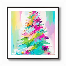 Oil Painting Of Christmas Tree Art Print