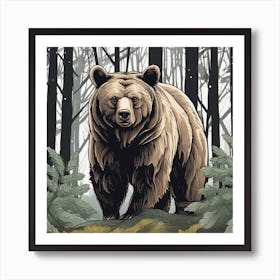 Brown Bear In The Forest 4 Art Print