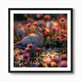 Flamingo At Sunrise Art Print