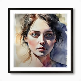 Watercolor Portrait Of A Woman 7 Art Print