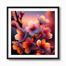 Cherry Blossoms At Sunset Art Print