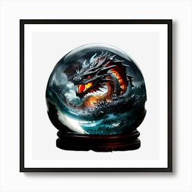 Dragon In A Snow Globe Art Print