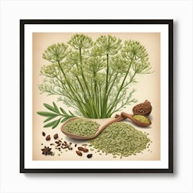 Fennel Seeds flower plants painting art print 3 Art Print