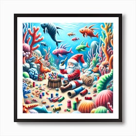 Super Kids Creativity:Santa Under The Sea Art Print