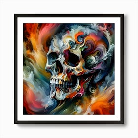 A Breathtaking, High Resolution Illustration Of A Stylized Skull, Masterfully Rendered In Vibrant, Abstract Art, Featuring Bold, Expressive Brushstrokes And Intricate Textures 4 Art Print