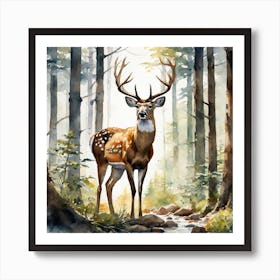 Deer In The Woods 78 Art Print