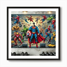 Marvel Superheroes Gym Wall Art Art Print