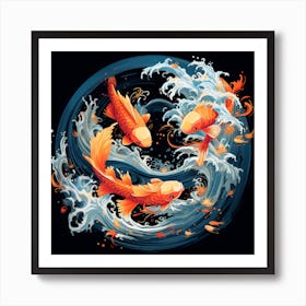  patient Koi Fish Wall Art Yin Yang Poster Canvas Printing, 08 X  12, Room Aesthetic