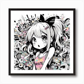 Anime Girl Swim Suite Art Print