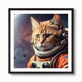 cat astronaut member of the orbital station team Art Print