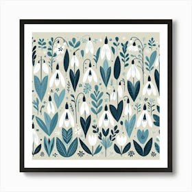 Scandinavian style, snowdrop pattern 1 Art Print