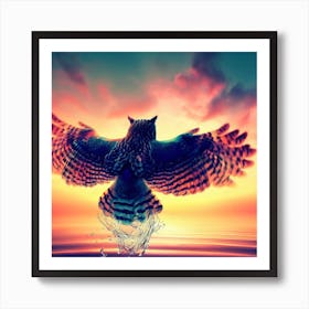 Owl In Flight Art Print