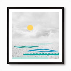 Yellow Sun In The Clouds Square Art Print