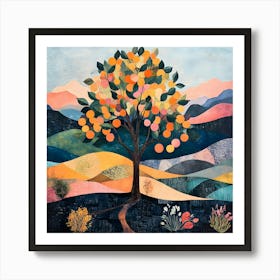 Modern Orange Tree 2 Art Print