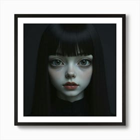 Girl With Black Hair Art Print