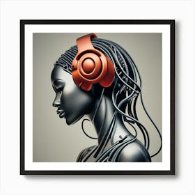 Woman With Headphones 57 Art Print