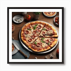 Pizza On A Table 2 Art Print