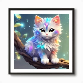 Cute Kitten Sitting On A Branch 3 Art Print