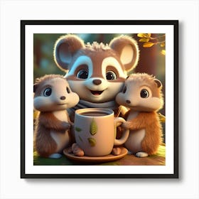 Cute Raccoons 1 Art Print