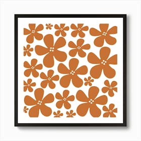 Brown Flowers Pattern Art Print