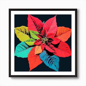 Andy Warhol Style Pop Art Flowers Poinsettia 1 Square Art Print