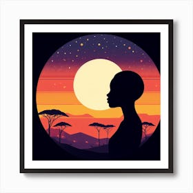 Silhouette Of African Woman 1 Art Print