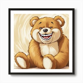 Teddy Bear Cartoon Illustration Art Print