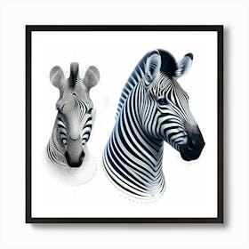 Zebras - Abstract Line Art Illustration 151 Art Print