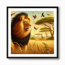 Lion In The Savannah 38 Art Print