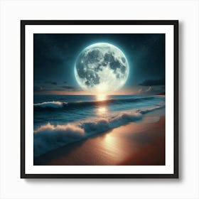 Full Moon On The Beach 1 Art Print