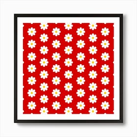 Red And White Flower Pattern Art Print