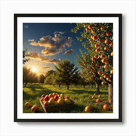 Apple Orchard At Sunset Art Print
