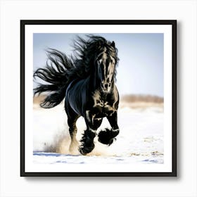 Wild Friesian - Black Horse Freedom Art Print