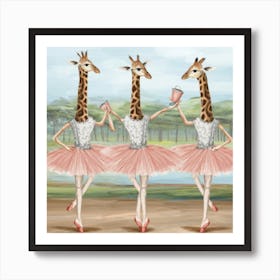 Giraffe Ballerinas Tea Party Print Art And Wall Art Art Print