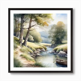 Watercolor Of A River 1 Art Print