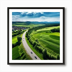 Nature Transportation City Summer Highway Expressway Grass Hill Traffic Country Up High G (7) Art Print