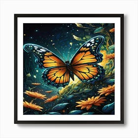 Butterfly In The Night 1 Art Print