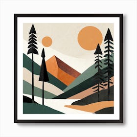 Forest And Mountains Geometric Abstract Art 3 Art Print