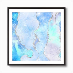 Ocean Glitter Agate Texture 01 Art Print