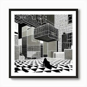 Black And White Cityscape Art Print