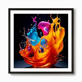 Fresh Colors Liquid 3d Design Spark Hot Palette Shapes Dynamism Vibrant Flowing Molten (2) Art Print