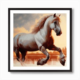 Horse At Sunset Art Print