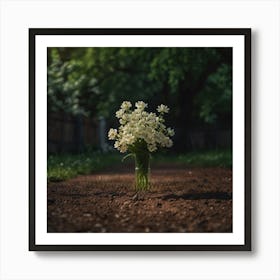 White Flowers In A Vase 1 Art Print