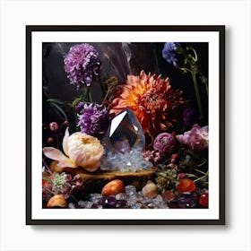 Flowers And Crystals 3 Art Print