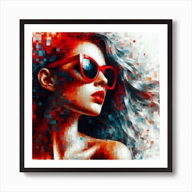 Red Dreams Pixel Art Art Print