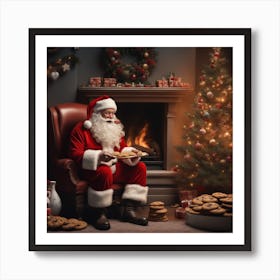 Santa Claus Eating Cookies 27 Art Print