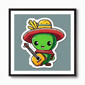 Cactus With Guitar 1 Art Print